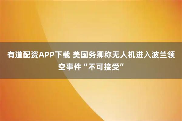 有道配资APP下载 美国务卿称无人机进入波兰领空事件“不可接受”