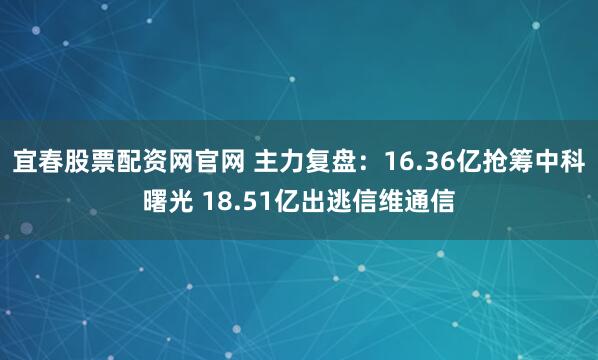 宜春股票配资网官网 主力复盘：16.36亿抢筹中科曙光 18.51亿出逃信维通信